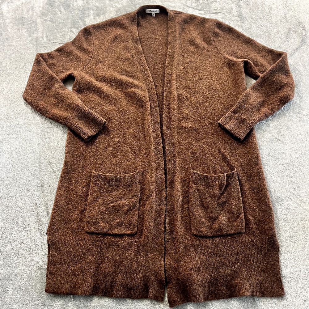 Madewell Women's Kent Open Cardigan Sweater in Coziest Yarn Orange Brown Med